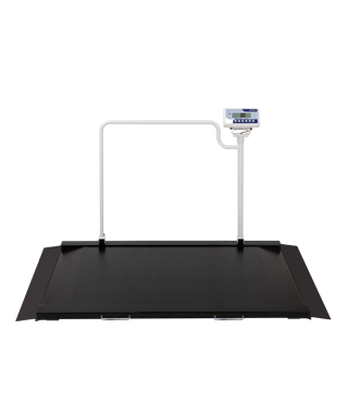 Large platform wheelchair scales with 2 ramps