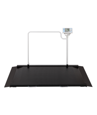 Wheelchair scales with handrail